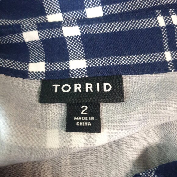 Torrid Plus Sz 2 Plaid Long Shirt Dress Flannel Shacket Casual Lightweight - Picture 6 of 7